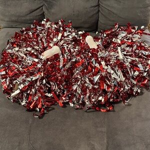 Red and Silver Cheerleading or Dance Pom Poms - multiple sets available